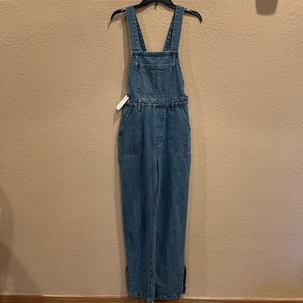 NWT WeWoreWhat Slouchy Slit Denim Overalls - Steel - Picture 3 of 16